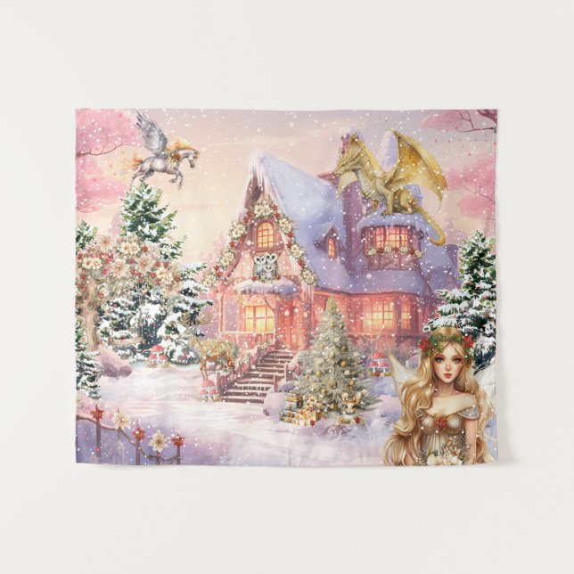 Tapiz Hada mágica y caprichosa de Navidad (Anverso (horizontal))
