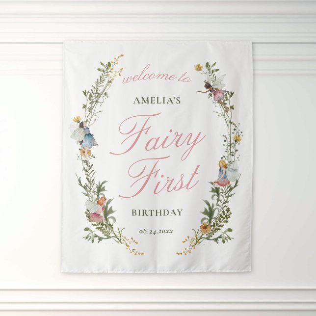 Tapiz Hada Primer Vino Floral Bienvenida Cumpleaños (Subido por el creador)