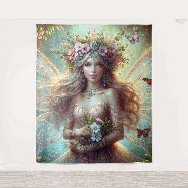 Tapiz Hadas con flores (Anverso)