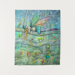 Tapiz Hadas forestales encantadas y hongos Fantasía arte