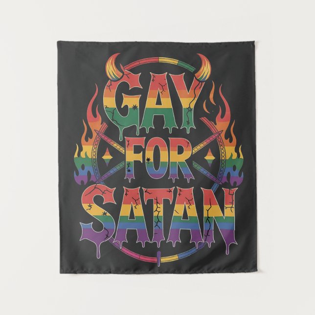 Tapiz Hail Gay Satan Rainbow Baphomet Devil Goe LGBTQ (Anverso)