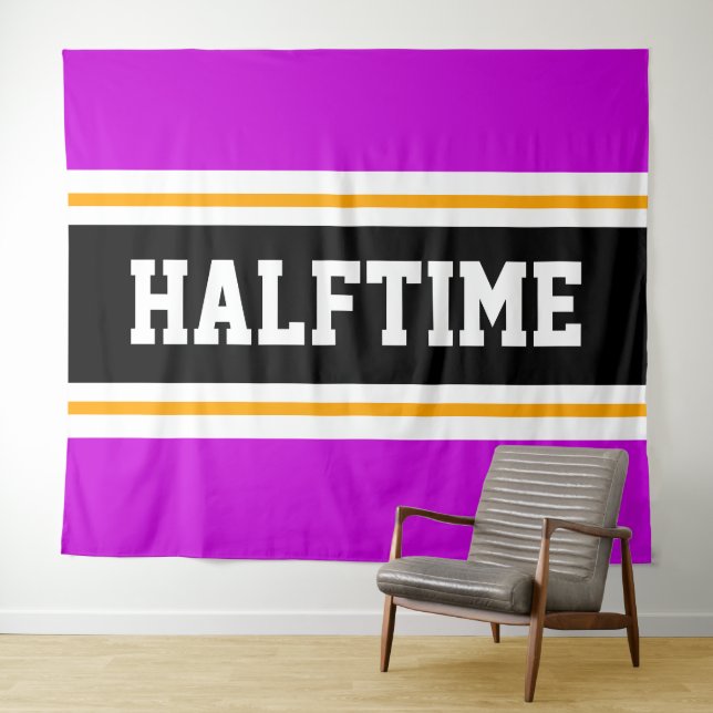 Tapiz HALFTIME Athletic Bright Pink Yellow Black Stripes (In situ (horizontal))