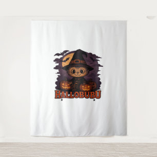 Tapiz Hallobubu Halloween Curte y Spooky Witch Cat T-Shi