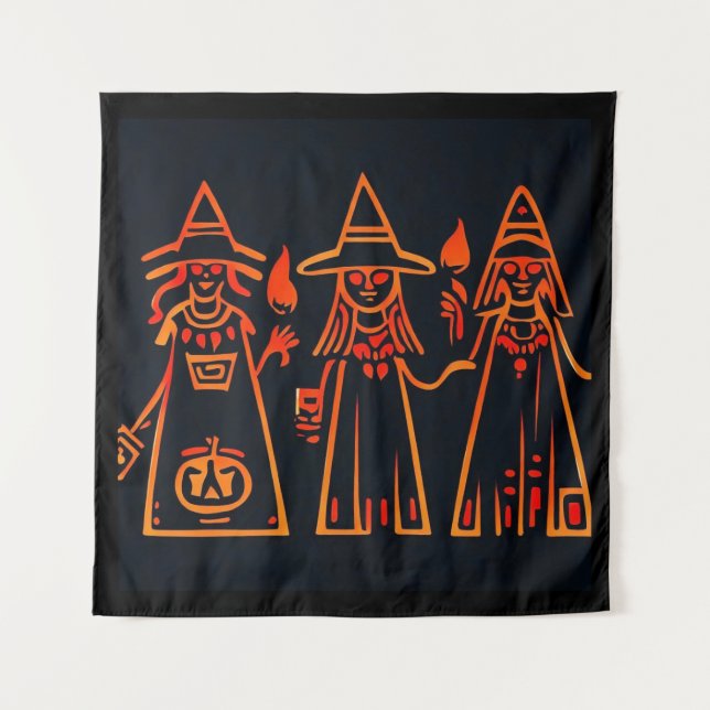 Tapiz Halloween 3 de brujas egipcias (Anverso)