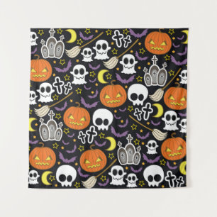 Tapiz Halloween atemorizante: Diseño de fondo temático.