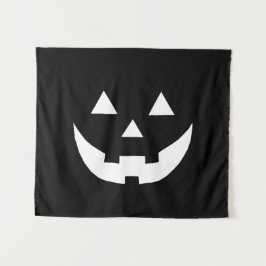 Tapiz Halloween blanco negro Jack o linterna aterrador
