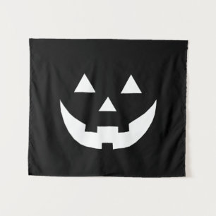 Tapiz Halloween blanco negro Jack o linterna aterrador