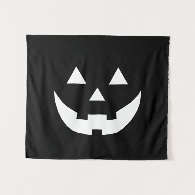 Tapiz Halloween blanco negro Jack o linterna aterrador (Anverso (horizontal))