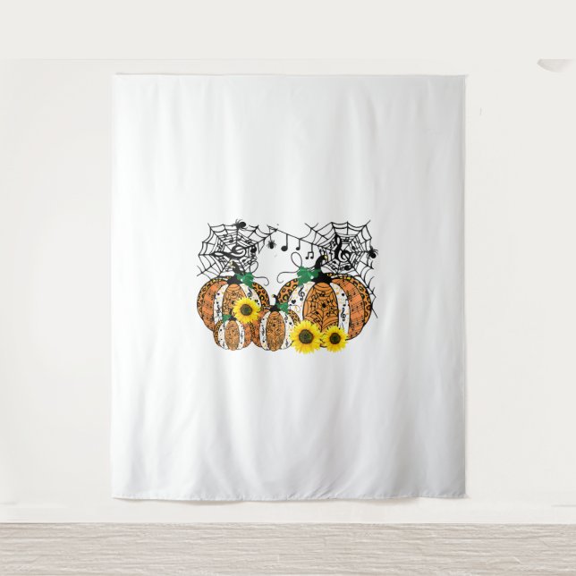 Tapiz Halloween Calabaza Símbolos Musicales Profesor de  (Anverso)