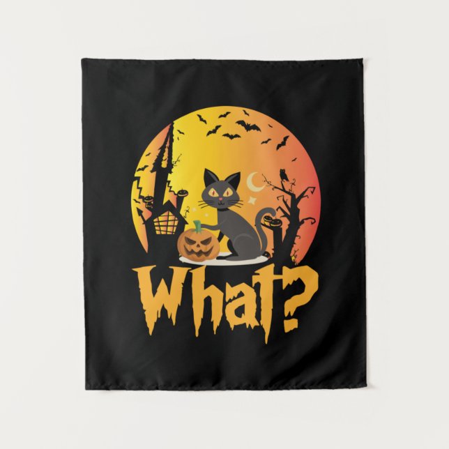 Tapiz Halloween Cat What Cat Halloween (Anverso)