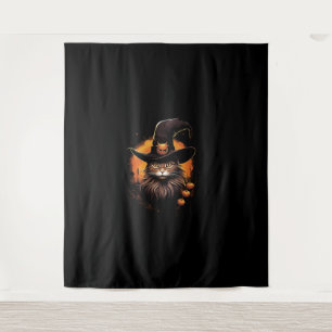 Tapiz Halloween Cat Witch Gorra Calabaza disfraces espel