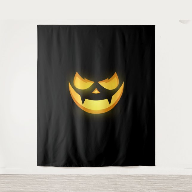 Tapiz Halloween Costume Sonrisa de calabaza asustada (Anverso)