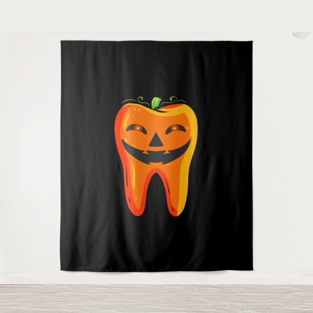 Tapiz Halloween de calabazas dentarias (Anverso)