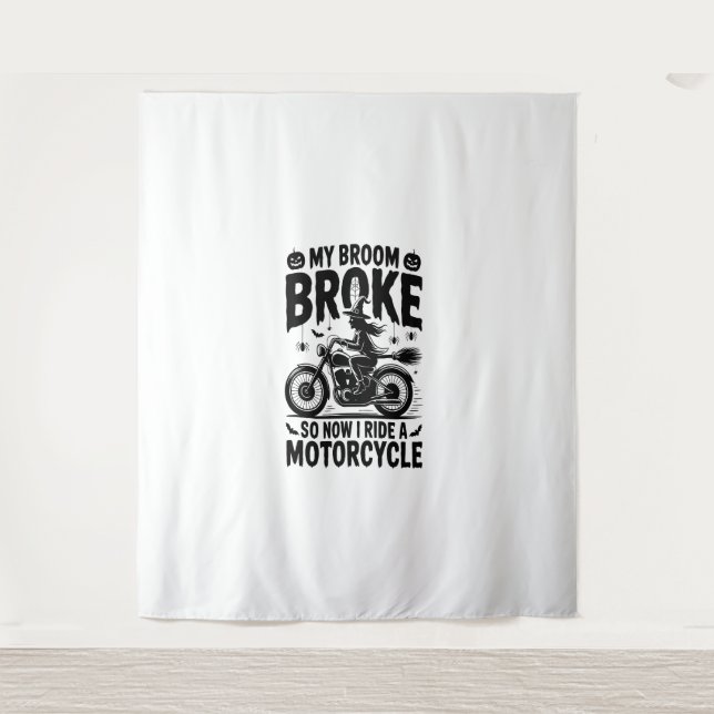 Tapiz Halloween de la motocicleta Witch Riding (Anverso)