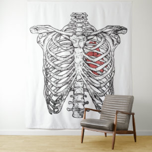 Tapiz Halloween de la vendimia y la anatomía cardíaca