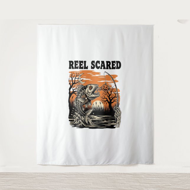 Tapiz Halloween de Pesca para Niños Pequeños (Anverso)