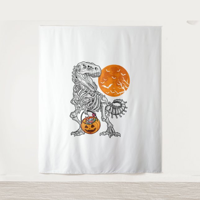 Tapiz Halloween es para niños Dinosaur Skeleton T rex (Anverso)
