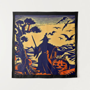 Tapiz Halloween - Estilo de Grabado en Madera 5