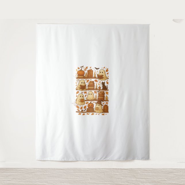 Tapiz Halloween Ghost Reading Books Lover (Anverso)