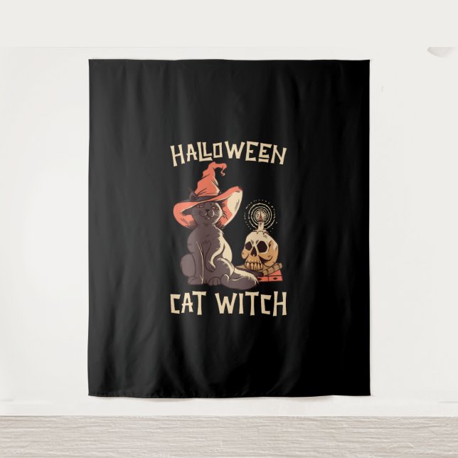 Tapiz Halloween Halloween Cat Witch (Anverso)