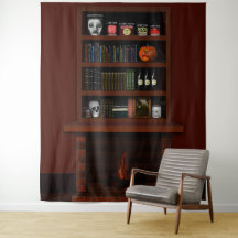 Halloween Hauned House Bookestand Fire Place