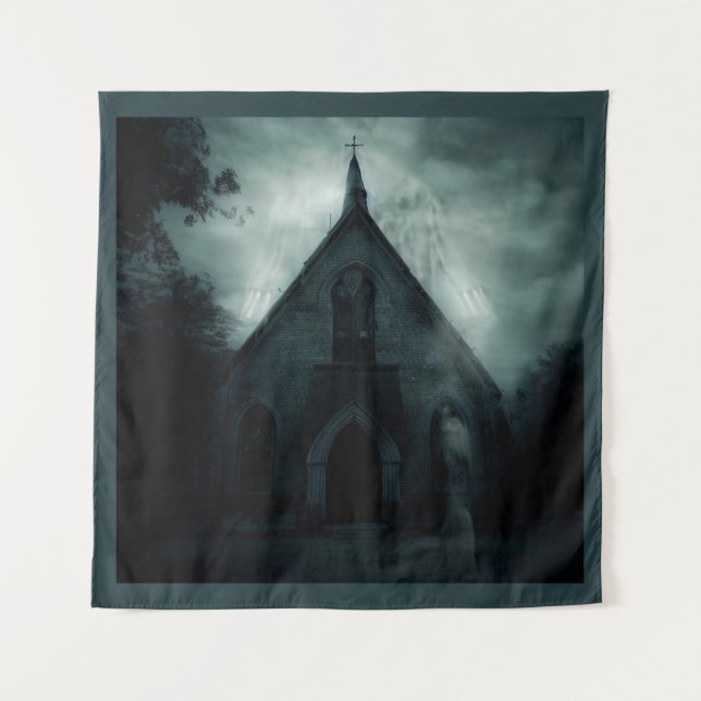 Tapiz Halloween - Iglesia embrujada 1 (Anverso)