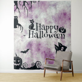 Tapiz Halloween Party Black Cat Evil Pumpkins Lechuzas a