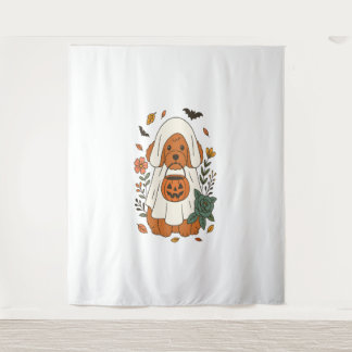 Tapiz Halloween Poodle with Fall Flowers