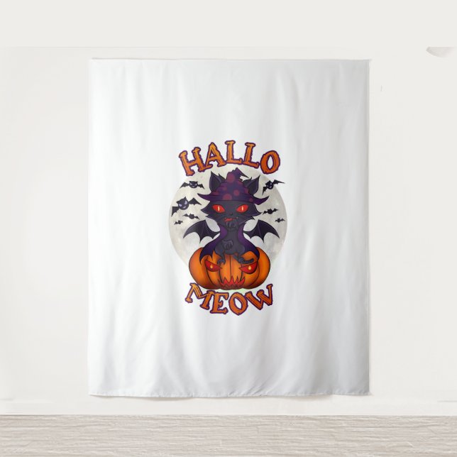 Tapiz Halloween Pumpkin Catoween (Anverso)