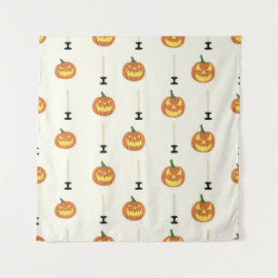 Tapiz Halloween seamless pattern with pumpkins and candl