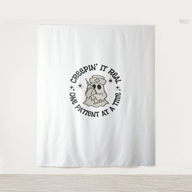 Tapiz Halloween sobre la salud, un paciente real (Anverso)