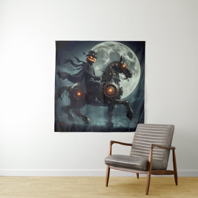 Tapiz Halloween Steampunk Jinete sin Cabeza (In situ)