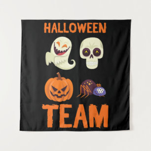 Tapiz Halloween Team Skeleton Pumpkin Ghost Spider Spode