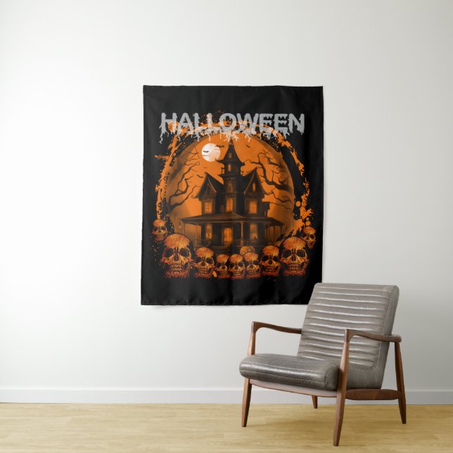 TAPIZ HALLOWEEN TERRIBLE CASA EMBRUJADA CALAVERAS (In situ)