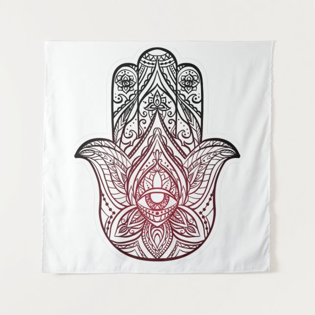 Tapiz Hamsa con patrón boho (Anverso)