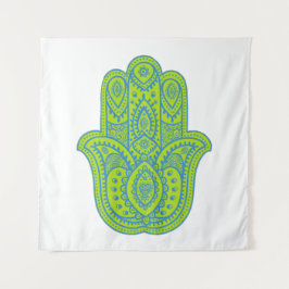 Tapiz Hamsa Design Fondo Verde y Blanco