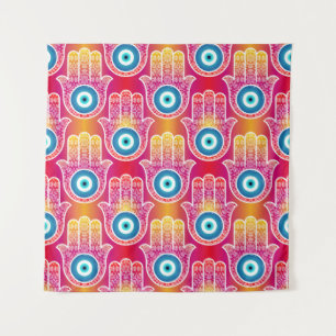 Tapiz Hamsa mística: diseño ornamentado sin fisuras.