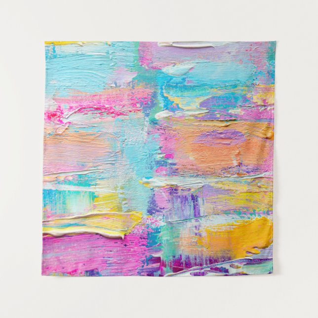 Tapiz Hand drawn acrylic painting. Abstract art backgrou (Anverso)
