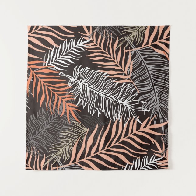 Tapiz Hand drawn doodle palm leaves pattern (Anverso)