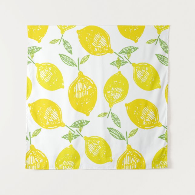 Tapiz Hand drawn doodle tropical fruit pattern backgroun (Anverso)