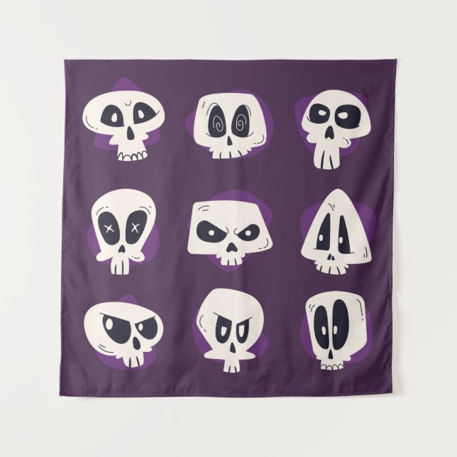 Tapiz Hand drawn flat dia de muertos skulls collection s (Anverso)