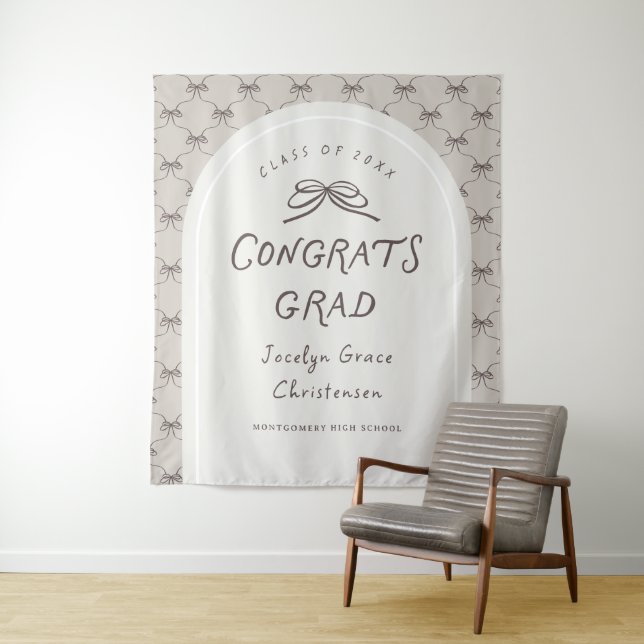 Tapiz Hand Drawn Whimsical Congrats Grad Party Backdrop (In situ)