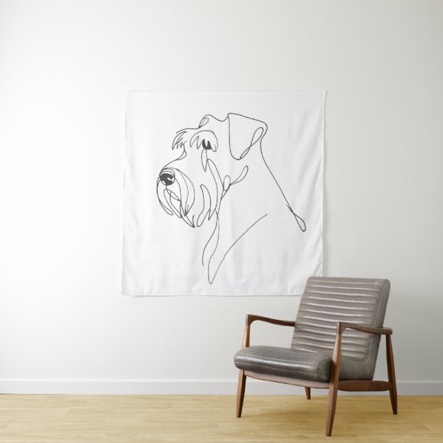 Tapiz Hand Painted Schnauzer Minimalist Dog Artwork (In situ)