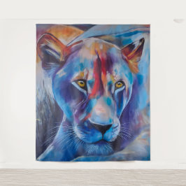 Tapiz Hand Painted Wild Cat Portrait