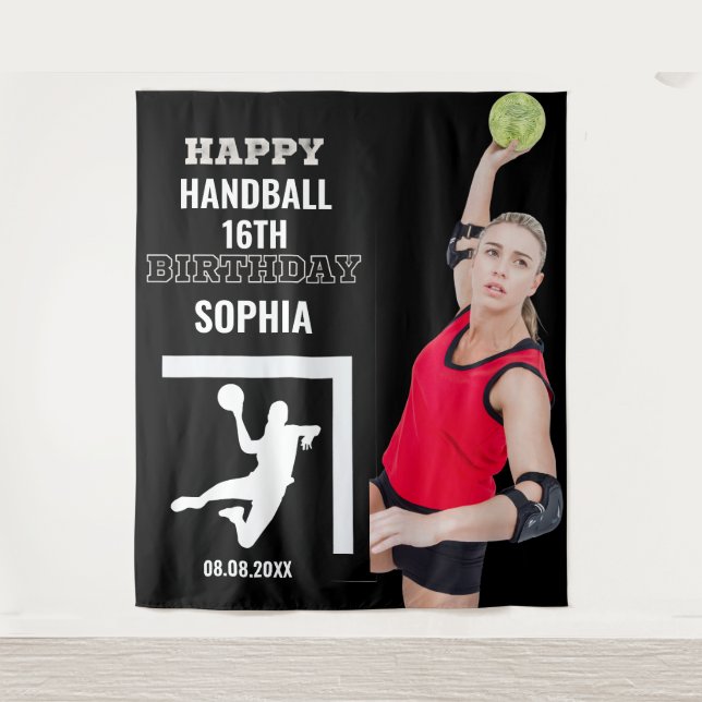Tapiz Handball Birthday, Handball Girl Player Backdrops (Anverso)