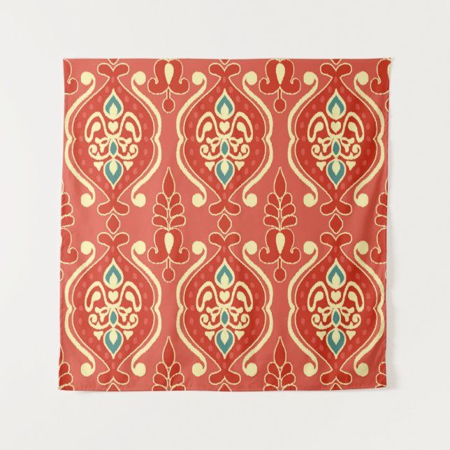 Tapiz Handmade Ikat fabric. Ethnic seamless pattern. Asi (Anverso)