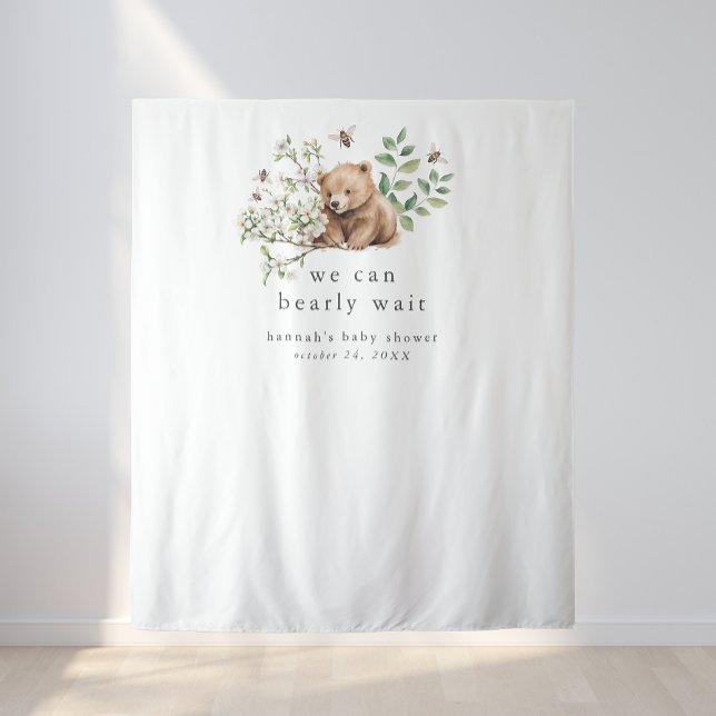 Tapiz HANNAH Podemos Esperar El Fondo Baby Shower (HANNAH We Can Bearly Wait Baby Shower Backdrop)