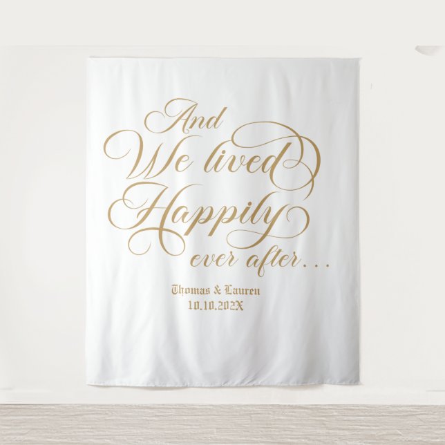Tapiz Happily ever after wedding royal backdrop (Anverso)