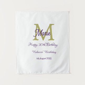 Tapiz Happy 30th Birthday goldenadd name monogram modern