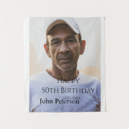 Tapiz Happy 50th birthday name photo year man simple min